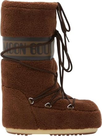 Moon Boot Icon Fleece Boot - Dames - Winterlaarzen - Bruin - 39 EU - Leer - Schoenen