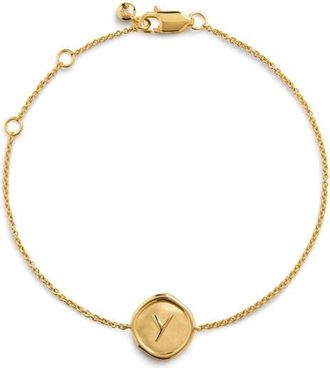 Monica Vinader Initial Stamp Charm Bracelet in 18Ct Gold Vermeil Y at Nordstrom