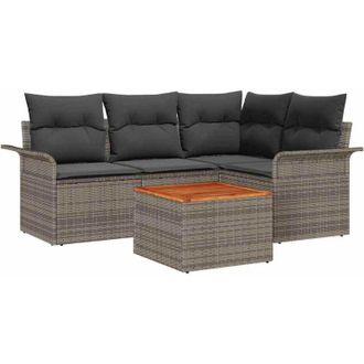 vidaXL Vidaxl - Set Divano da Giardino con cuscino 5 pcs Grigio 55 x 55 x 37 cm
