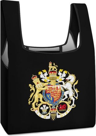 Generic Coat Arms of The Princes of Wales Reusable Shopping Bags Lightweight Foldable Grocery Bag Polyester Washable Tote Bag
