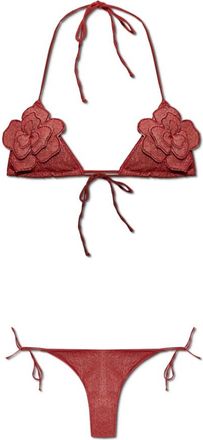Os&eacute;ree Tweedelig badpak met lurex garen - Dames - Bikinis - Rood - L - Tweed - Badmode