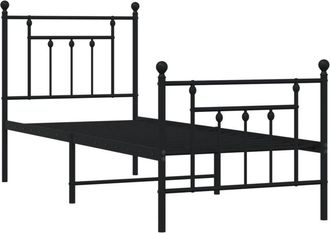 vidaXL Metal Bed Frame without Mattress with Footboard Black 75x190cm vidaXL