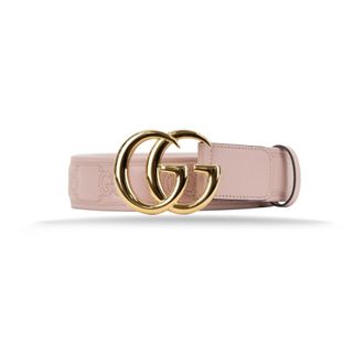 Gucci Gewatteerde leren riem met GG-motief - Dames - Riemen - Roze - 65 CM - Accessoires