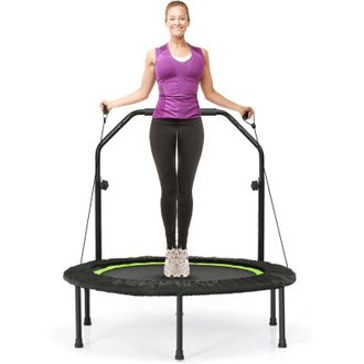 Costway Costway - Cama El&aacute;stica Plegable 101 Cm Con 2 Bandas De Resistencia, Trampol&iacute;n El&aacute;stico Con Empu&ntilde;adura Regulable, Cama El&aacute;stica Fitness De Interior Y 
