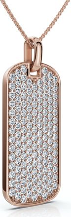 Pompeii3 Mens 1ct Diamond Dog Tag Pendant 14k Gold Necklace Lab Grown 18 Chain