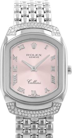 Rolex Pre-owned Rolex Cellini Quartz Diamond Pink Dial Ladies Watch 6692
