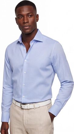 John Miller tailored fit overhemd lichtblauw effen