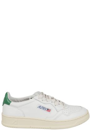 Autry Medalist Low White and Green Suede Leather Sneakers
