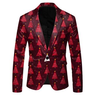 Generic Christmas Party Blazer for Men, Sparkly Sequin Festive Jacket, Ugly Xmas Theme Design for Holiday Events, Dinners, and New Year Celebrations (A-Red, M