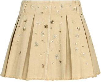 Liu Jo Minirok met bewerkte versiering - Dames - Korte rokken - Beige - L - Katoen - Rokken