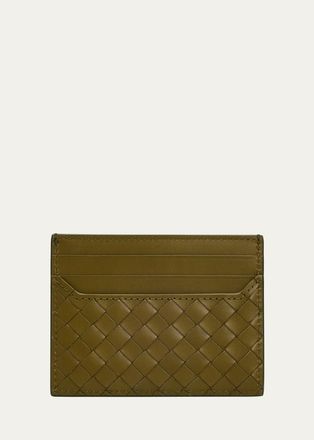 Bottega Veneta Mens Intrecciato Leather Card Holder