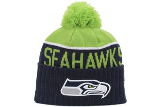 New Era Seattle Seahawks Beanie NFL Sport Knit 2015 Navy/Limegreen - One-Size