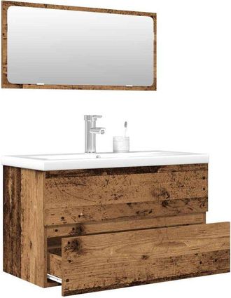 vidaXL Juego De Muebles De Ba&ntilde;o 3 Piezas Madera Ingenier&iacute;a Envejecida Vidaxl