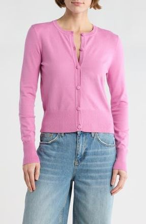 French Connection Covered Button Cardigan in Rose Pink at Nordstrom Rack, Size X-Large
