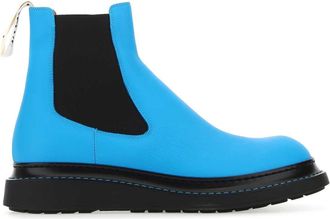 Loewe Fluo Light Blue Leather Ankle Boots