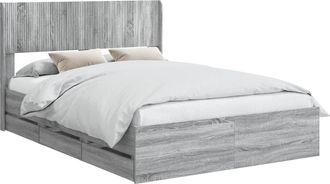 vidaXL Estructura De Cama Con Almacenamiento Y Cabecero Gris Sonoma Vidaxl