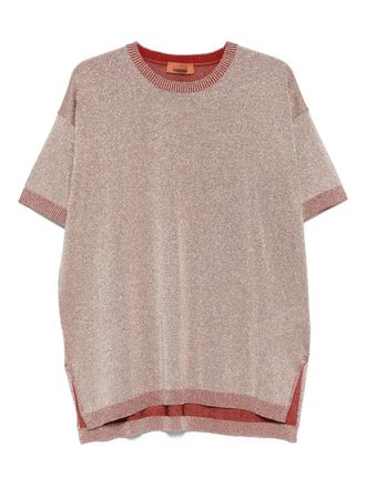 Missoni metallic-effect side-split top - women - Metallised Fibres/Viscose - 42 - Red