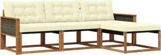 vidaXL Conjunto De Sof&aacute;s De Exterior 4 Uds. Natural Y Crema Vidaxl