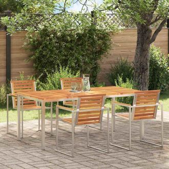 vidaXL Vidaxl - Mesa De Comedor De Exterior Marr&oacute;n Madera Maciza De Acacia