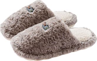 Generic Womens Cotton Slippers Memory Foam Insoles Cozy Faux Fur Lined Non-Slip Soft Warm Fleece-Lined Indoor Slippers Grey 4/4.5 UK