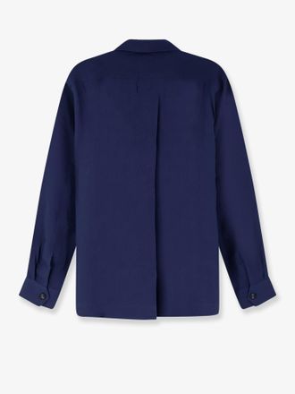 Brunello Cucinelli Mens Easy Fit Linen Shirt Blue