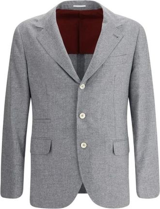 Brunello Cucinelli Luxury Flannel Blazer with Horn Buttons