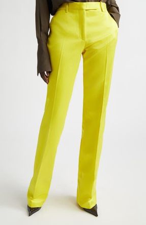Tom Ford Duchesse Satin Trousers in By160 Citron at Nordstrom, Size 8 Us