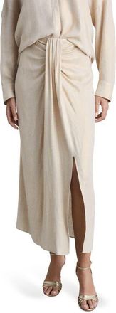Mango Draped Midi Skirt in Golden at Nordstrom, Size Large