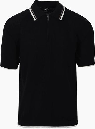A|X Armani Exchange Mens ARMANI EXCHANGE KNITTED POLO SHIRT BLACK - Size: 44