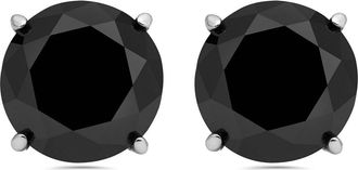 Pompeii3 14k White Gold 2ct TW Round Cut Black Diamond Studs