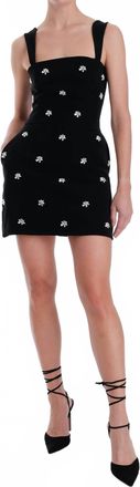 Karina Grimaldi Gisela Rhinestone Mini Dress In Black