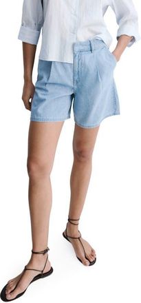 Mango Amelie Pleated Bermuda Shorts in Light Blue at Nordstrom, Size 22