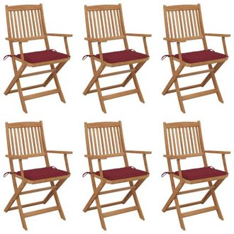 vidaXL Sillas De Jard&iacute;n Plegables 6 Uds Y Cojines Madera Maciza Acacia Vidaxl
