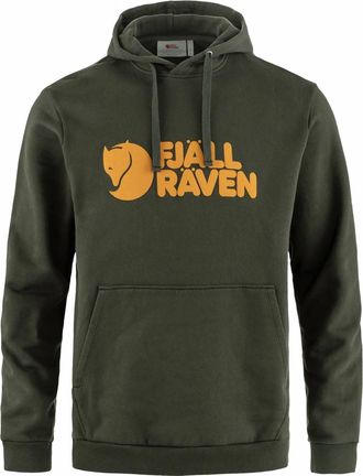 Fj&auml;llr&auml;ven Mens Logo-Detail Pullover Hoodie In Deep Forest