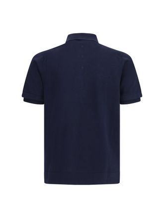 Premiata Cotton Ribbed-Collar Polo Shirt - Navy