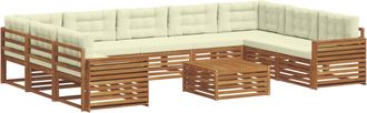 vidaXL Conjunto De Sof&aacute;s De Exterior 10 Uds. Natural Y Crema Vidaxl