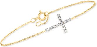Canaria Canaria Diamond Cross Bracelet in 10kt Yellow Gold