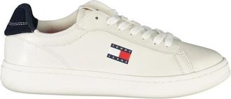 Tommy Hilfiger Witte Leren Dames Sneaker - Dames - Sneakers - Wit - 39 EU - Wol - Schoenen