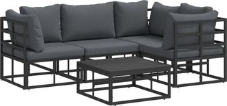 vidaXL Vidaxl - Garden Sofa Set with Cushion 5 pcs Black Aluminium