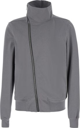Rick Owens Grey Zip Up Solid Sweatshirt