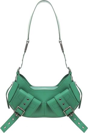 Francesco Biasia Witte leren schoudertas met verstelbare band - Dames - Schoudertassen - Groen - ONE Size - Leer - Tassen