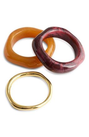 Madewell Set of 3 Sculptural Resin Bangle Bracelets in Dusty Claret at Nordstrom