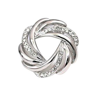 Generic Pretty Stereo Surround Design Brooch Shining Rhinestone Silk Scarf Ring Buckle Clip Jewelry Accessory for Daily Wear Or Evening Dress Silver 1PCS Ador