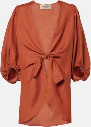 Adriana Degreas Solid linen-blend shirt
