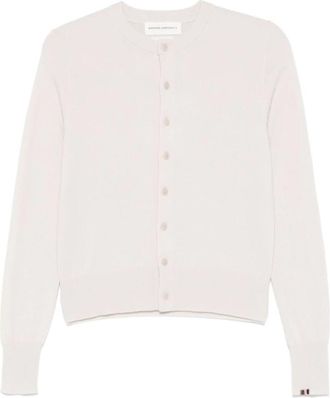 Extreme Cashmere Witte Geribbelde Trui met Ronde Hals - Dames - Cashmere truien - Wit - ONE Size - Leer - Truien & Vesten