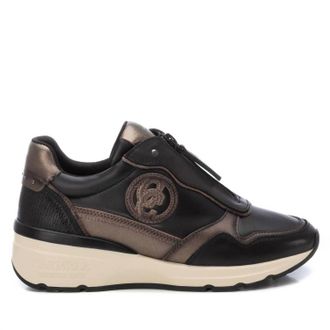Xti Womens Leather Sneakers In Black