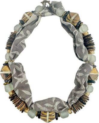 Twine & Twig Womens Beaded Bandana Necklace In Safari