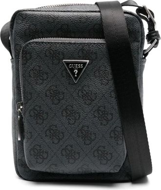 Guess Co logo-plaque messenger bag - unisex - Polyester/Polyurethane - OS - Black