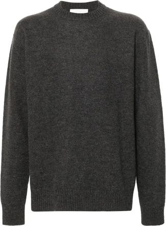 Jil Sander Truien & Vesten, Heren, Grijs, L, Wol, Grijze Crew Neck Wollen Trui