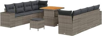 vidaXL Vidaxl - Conjunto De Sof&aacute; De Jard&iacute;n 11 Pcs Gris 80 X 80 X 71 Cm